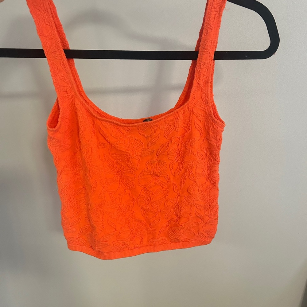 Orange Textured Women's Tank Top